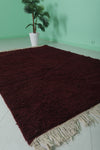 Moroccan Beni Ourain Rug - Handwoven 5.2 x 7.6 Feet | Deep Red Wool Design