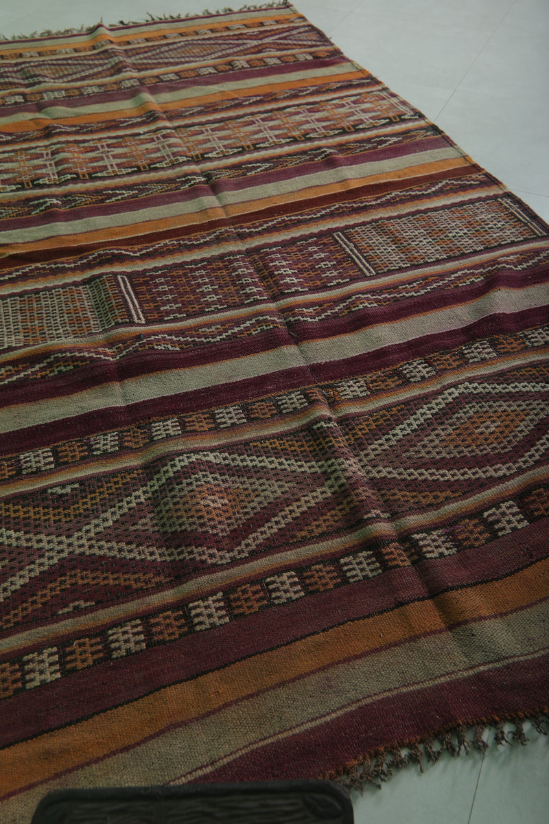 Vintage Zemmour Berber Kilim - 5.2 FT X 9.6 FT