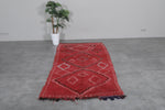 Vintage red moroccan rug 3.8 X 8.5 Feet