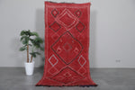 Vintage red moroccan rug 3.8 X 8.5 Feet