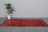 Vintage red moroccan rug 3.8 X 8.5 Feet