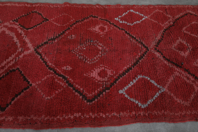 Vintage Red Moroccan Rug – 3.8 x 8.5 ft | Handwoven Berber Elegance