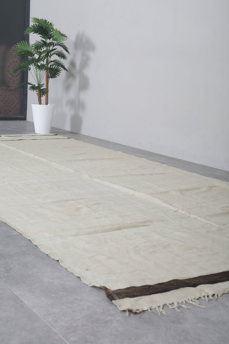 Handwoven Kilim Rug 5.5 FT X 11.8 FT - Cream with Subtle Stripes