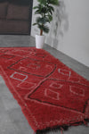 Vintage red moroccan rug 3.8 X 8.5 Feet