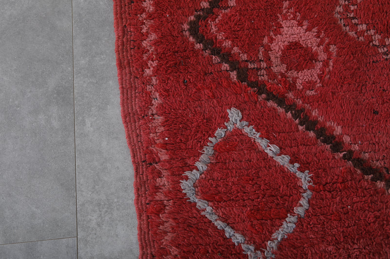 Vintage Red Moroccan Rug – 3.8 x 8.5 ft | Handwoven Berber Elegance