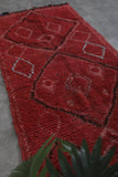 Vintage red moroccan rug 3.8 X 8.5 Feet