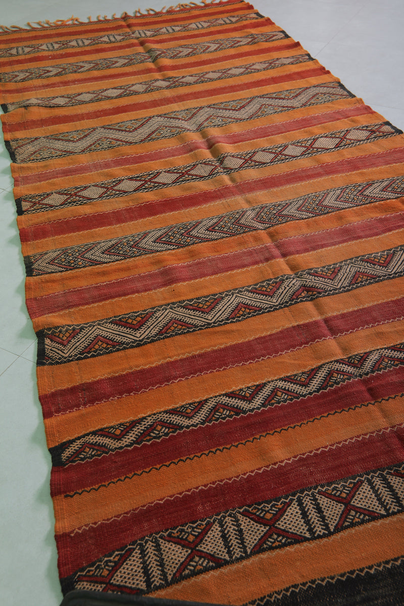 Handwoven Moroccan Hallway Kilim Rug - 4.9 FT X 11.4 FT