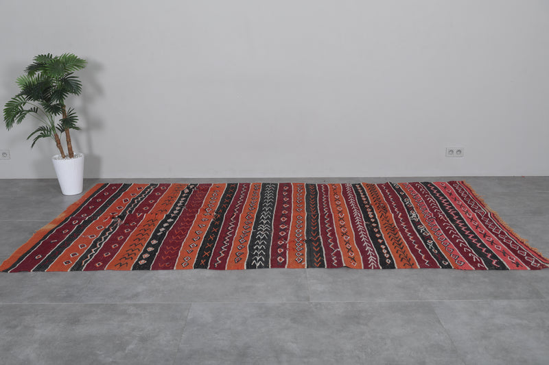 Handwoven Moroccan Kilim 5.7 FT x 10.5 FT - Vibrant Vintage Rug