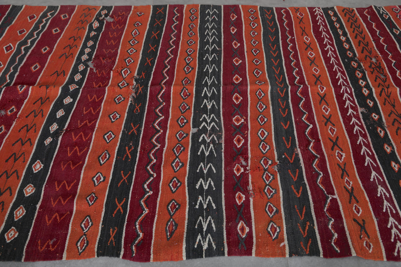 Handwoven Moroccan Kilim 5.7 FT x 10.5 FT - Vibrant Vintage Rug