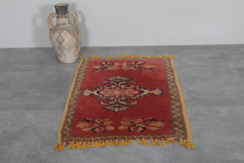 Red Moroccan Rug - 2.4 x 3.7 ft | Traditional Handmade Design