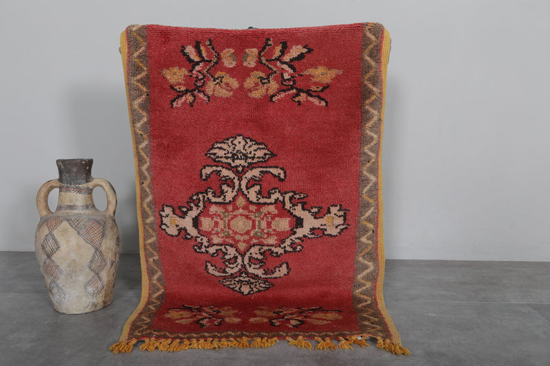 Red Moroccan Rug - 2.4 x 3.7 ft | Traditional Handmade Design