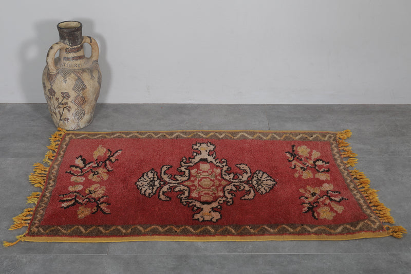 Red Moroccan Rug - 2.4 x 3.7 ft | Traditional Handmade Design