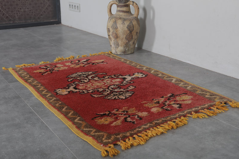 Red Moroccan Rug - 2.4 x 3.7 ft | Traditional Handmade Design