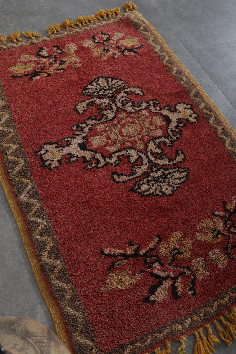 Red Moroccan Rug - 2.4 x 3.7 ft | Traditional Handmade Design