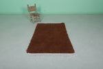 Handmade Moroccan Rug - 3.2 x 5.1 Feet | Rich Brown Wool