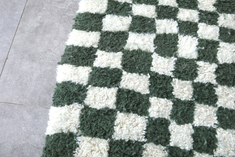 Green Moroccan Rug - 8.3 x 11.9 ft | Handwoven Checkered Design