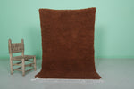 Handmade Moroccan Rug - 3.2 x 5.1 Feet | Rich Brown Wool