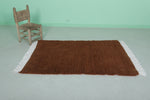 Handmade Moroccan Rug - 3.2 x 5.1 Feet | Rich Brown Wool