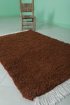 Handmade Moroccan Rug - 3.2 x 5.1 Feet | Rich Brown Wool