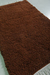 Handmade Moroccan Rug - 3.2 x 5.1 Feet | Rich Brown Wool