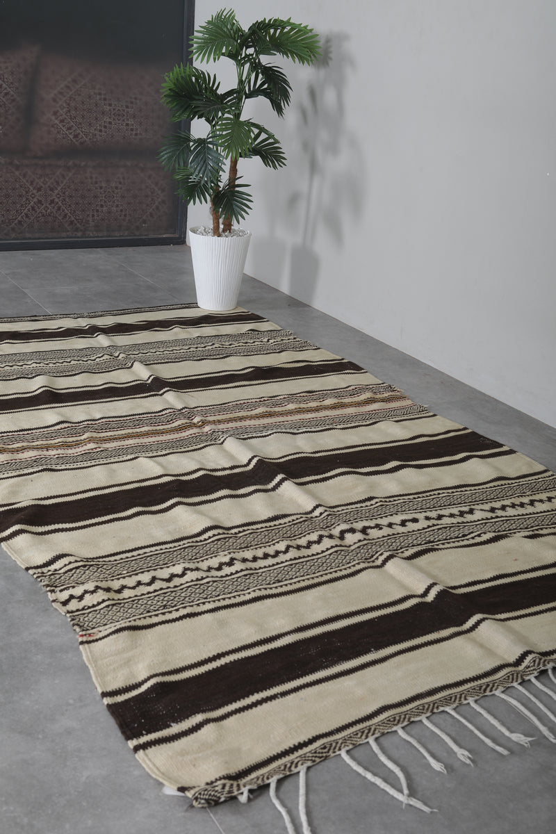 Hallway Berber Kilim 4.9 FT x 8.8 FT - Striped Design with Geometric Patterns