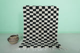 Handmade moroccan chess rug 3.2 FT X 4.4 FT