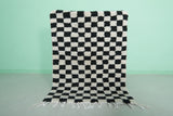 Handmade moroccan chess rug 3.2 FT X 4.4 FT