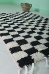 Handmade moroccan chess rug 3.2 FT X 4.4 FT