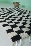 Handmade moroccan chess rug 3.2 FT X 4.4 FT