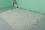 Minimalist Moroccan Rug - 6.5 x 9.7 ft | Soft White Shag with Fringe