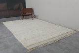 Authentic Moroccan Rug 6.3 x 9.6 ft – Plush Off-White with Fringe Detail | Perfect for Modern & Boho Decor - beni ourain rug