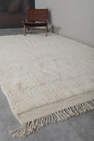 Authentic Moroccan Rug 6.3 x 9.6 ft – Plush Off-White with Fringe Detail | Perfect for Modern & Boho Decor - beni ourain rug