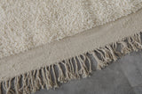 Authentic Moroccan Rug 6.3 x 9.6 ft – Plush Off-White with Fringe Detail | Perfect for Modern & Boho Decor - beni ourain rug