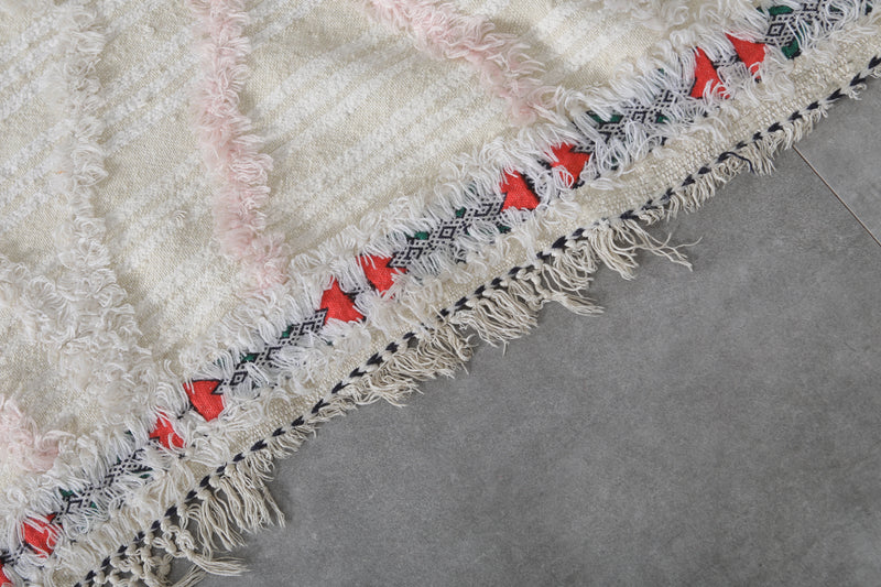 Berber Kilim Rug with Shaggy Trellis - 5.4 FT X 8.4 FT | Moroccan Handwoven