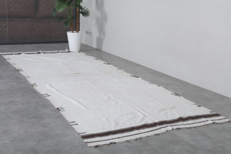 White Long Moroccan Hallway Kilim 3.1 FT X 10.3 FT