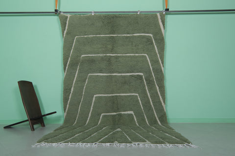 Green Moroccan wool rug 6.1 ft x 10.2 ft