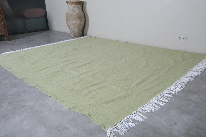 Green Moroccan - Flat woven wool kilim - Berber custom rug - custom moroccan rugs