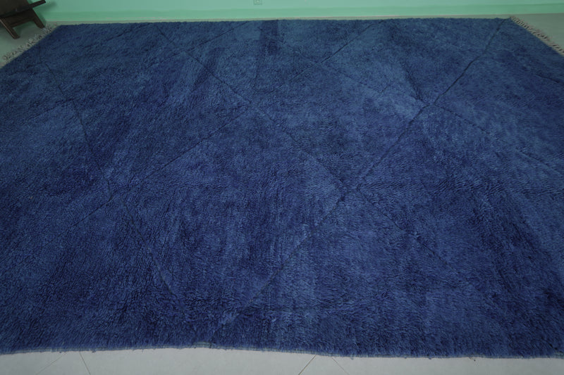 Blue Moroccan Rug - 10.1 x 14.7 Feet | Oversized Handwoven Carpet