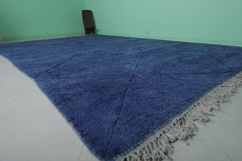 Blue Moroccan Rug - 10.1 x 14.7 Feet | Oversized Handwoven Carpet