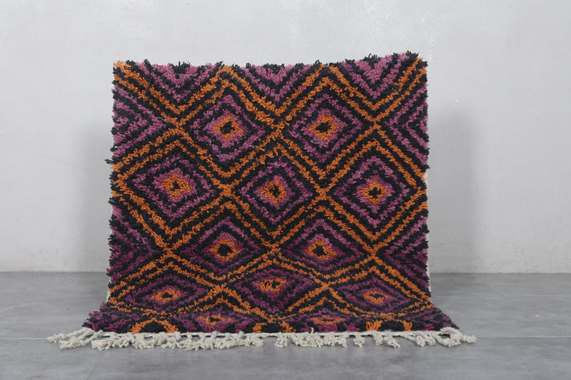 Berber Moroccan Rug - Handwoven 3.2 x 3.5 Feet | Vibrant Geometric Design