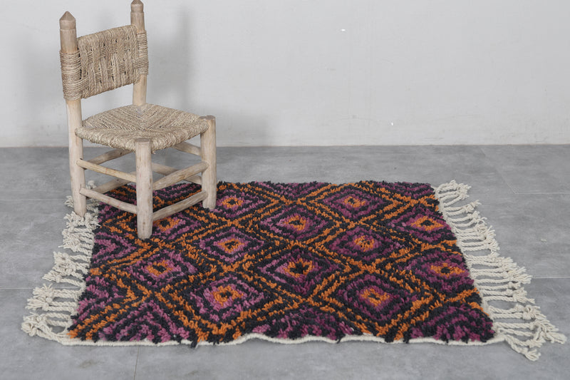 Berber Moroccan Rug - Handwoven 3.2 x 3.5 Feet | Vibrant Geometric Design