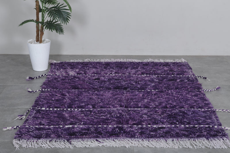 Moroccan Berber Rug 5.1 x 6.4 Ft - Purple Handmade Wool