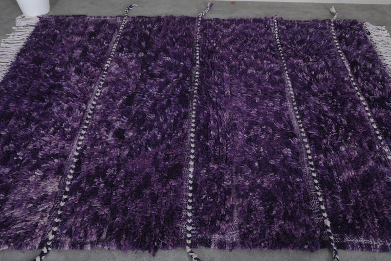 Moroccan Berber Rug 5.1 x 6.4 Ft - Purple Handmade Wool