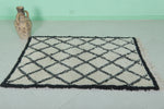 handmade rug 3.3 x 4.9 Feet - black and white rug