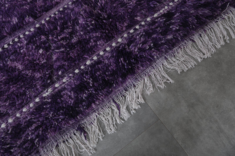 Moroccan Berber Rug 5.1 x 6.4 Ft - Purple Handmade Wool