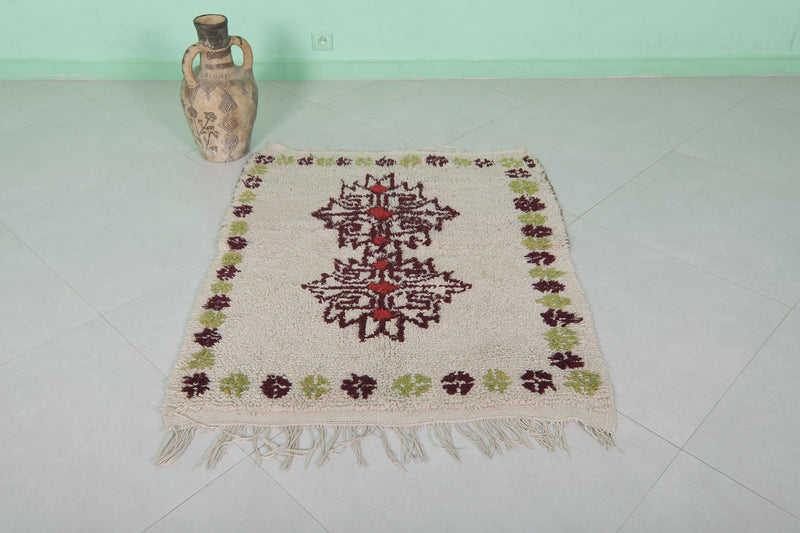 Charming Tribal Berber Rug – 3.2 x 3.9 ft Handwoven Art