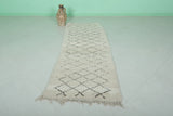 Long white Moroccan shaggy rug 2.8 X 7.5 Feet