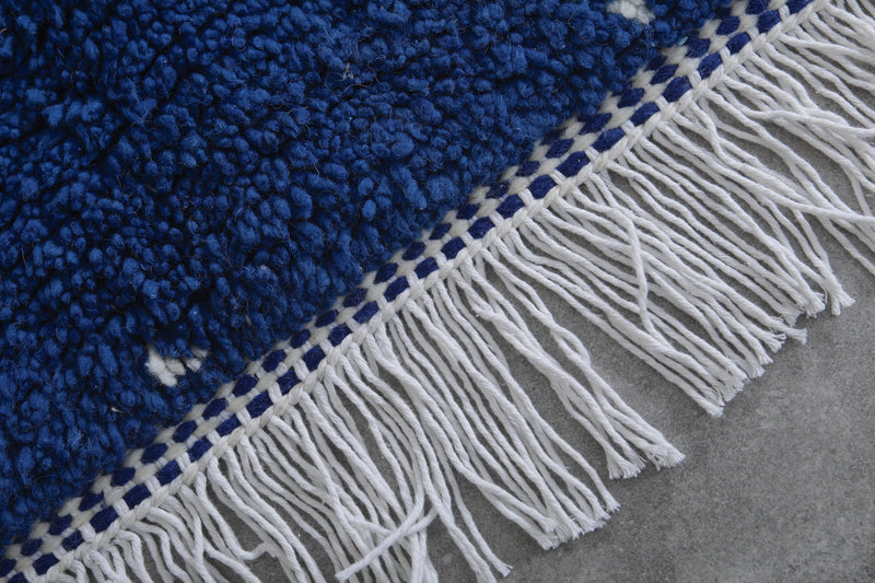 Blue moroccan handmade rug 3.1 FT X 4.1 FT