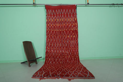 Red Vintage Moroccan Runner Rug 4 X 10.2 Feet