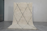 Handmade Moroccan Rug - 5.2 x 8.3 Feet, Cream with Black Diamond Pattern | Berber Style